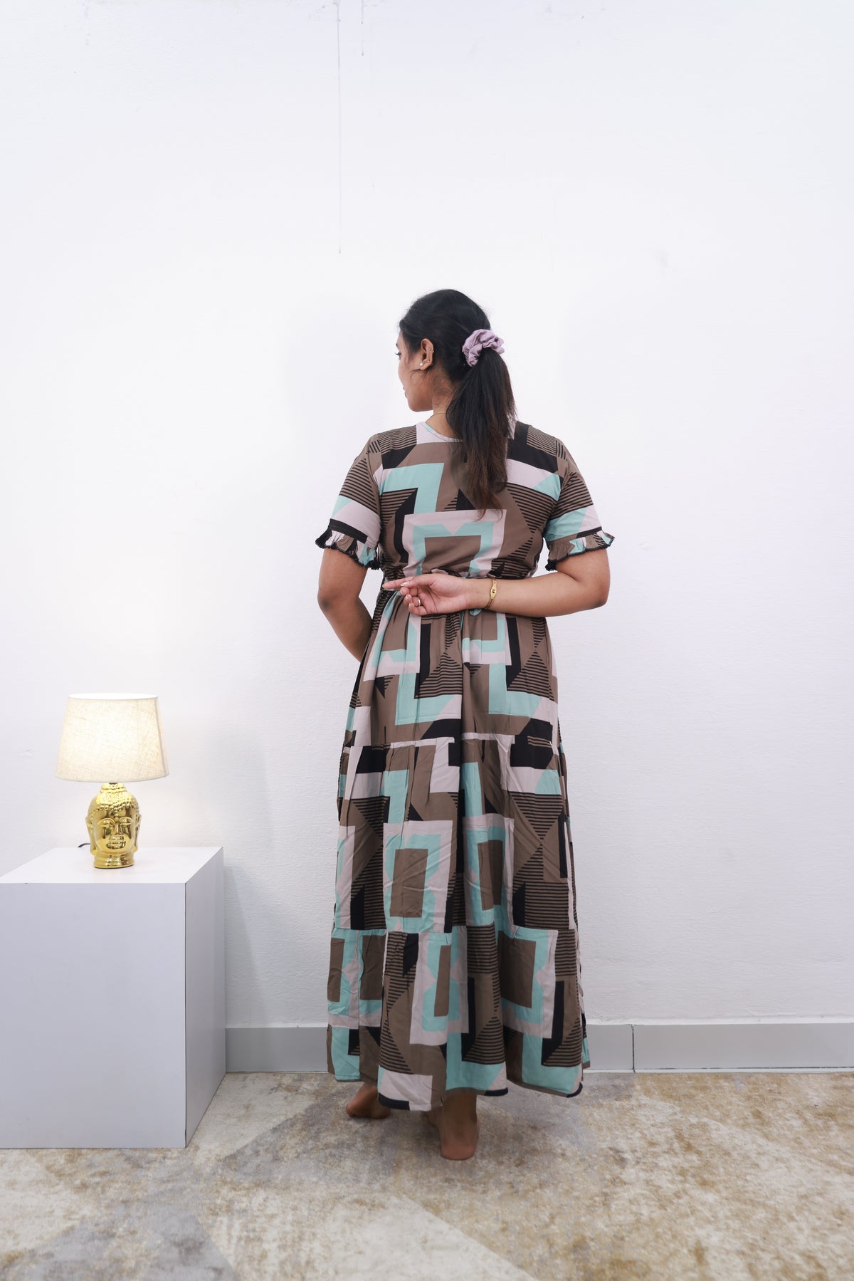 Mangai 3 Layer Frock Model Nighties Soft and Smooth Premium Quality Rayon Material , Fancy Frilled Sleeve Side Pocket , Back tie Rope Stylish Collection's for Trendy Women's (MRK)