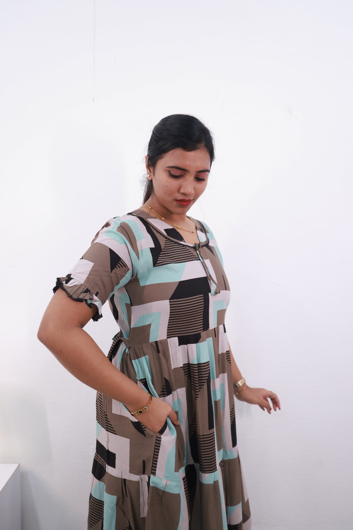 Mangai 3 Layer Frock Model Nighties Soft and Smooth Premium Quality Rayon Material , Fancy Frilled Sleeve Side Pocket , Back tie Rope Stylish Collection's for Trendy Women's (MRK)