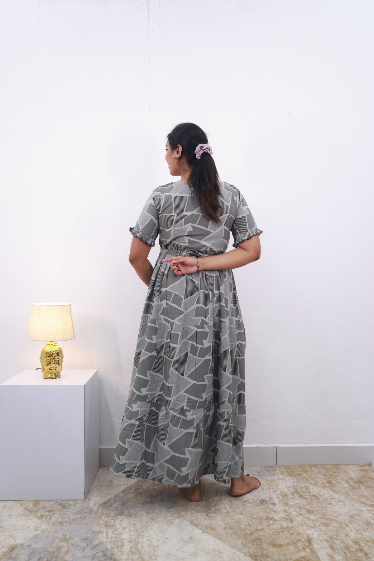 Mangai 3 Layer Frock Model Nighties Soft and Smooth Premium Quality Rayon Material , Fancy Frilled Sleeve Side Pocket , Back tie Rope Stylish Collection's for Trendy Women's (MRK)