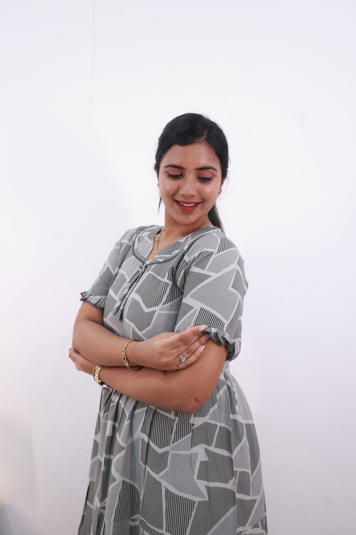 Mangai 3 Layer Frock Model Nighties Soft and Smooth Premium Quality Rayon Material , Fancy Frilled Sleeve Side Pocket , Back tie Rope Stylish Collection's for Trendy Women's (MRK)