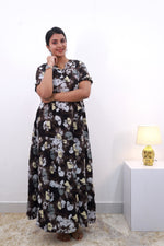 Mangai 3 Layer Frock Model Nighties Soft and smooth Premium Quality Rayon Material , Fancy Frilled Sleeve Side Pocket , Back tie Rope Stylish Collection's for Trendy Women's (MRK)