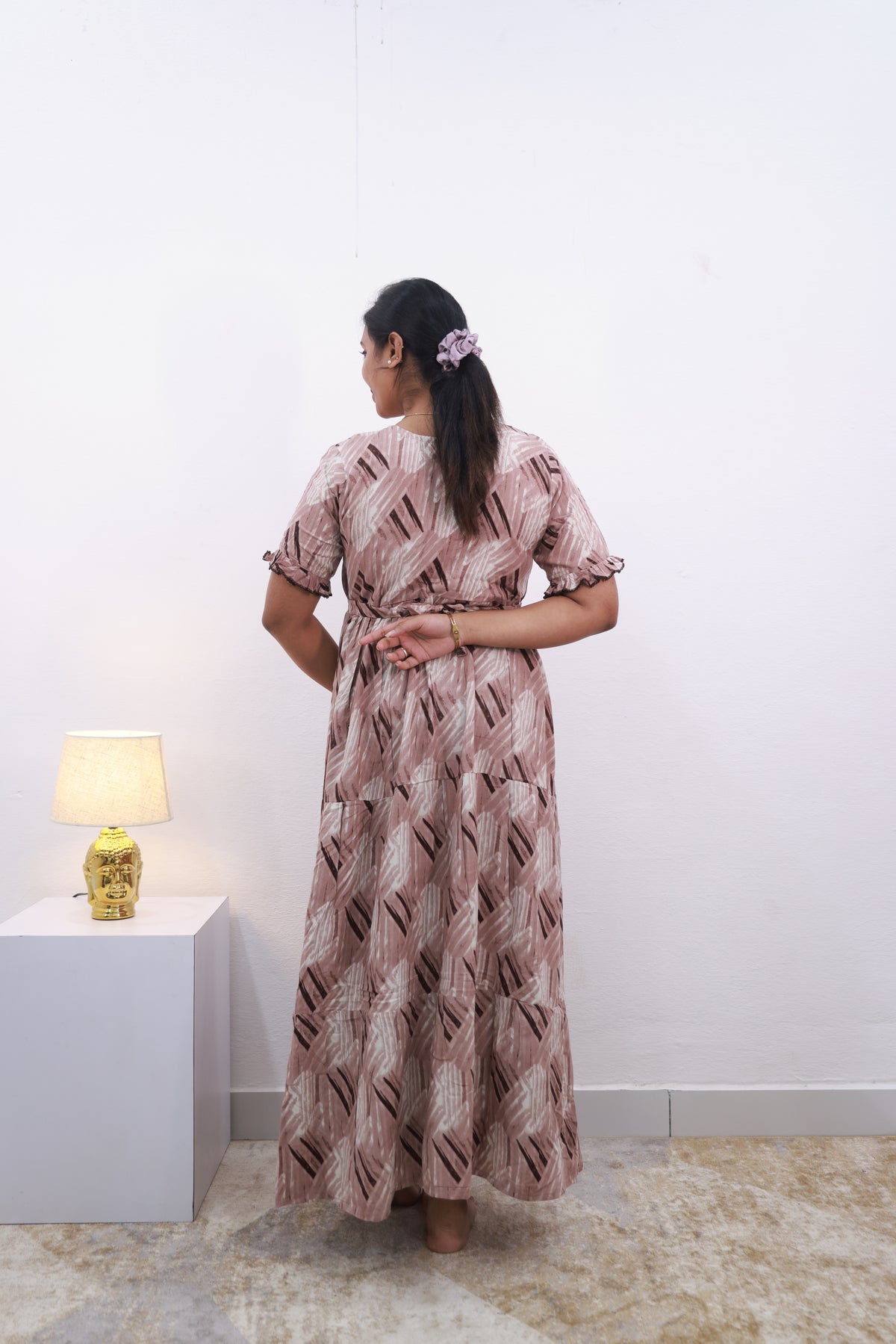 Mangai 3 Layer Frock Model Nighties Soft and Smooth Premium Quality Rayon Material , Fancy Frilled Sleeve Side Pocket , Back tie Rope Stylish Collection's for Trendy Women's (MRK)