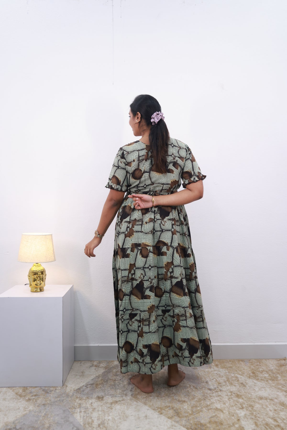 Mangai 3 Layer Frock Model Nighties Soft and Smooth Premium Quality Rayon Material , Fancy Frilled Sleeve Side Pocket , Back tie Rope Stylish Collection's for Trendy Women's (MRK)