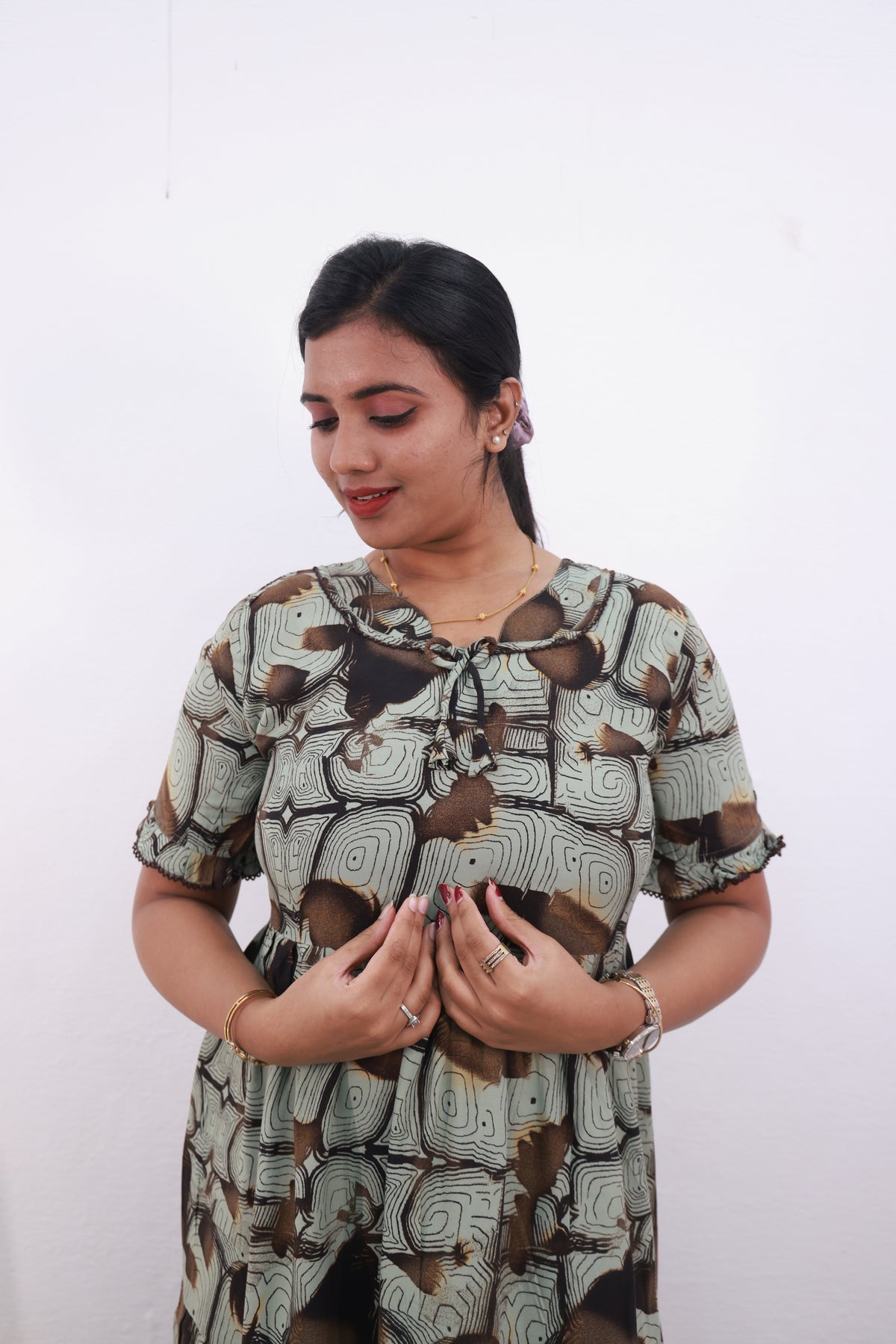 Mangai 3 Layer Frock Model Nighties Soft and Smooth Premium Quality Rayon Material , Fancy Frilled Sleeve Side Pocket , Back tie Rope Stylish Collection's for Trendy Women's (MRK)