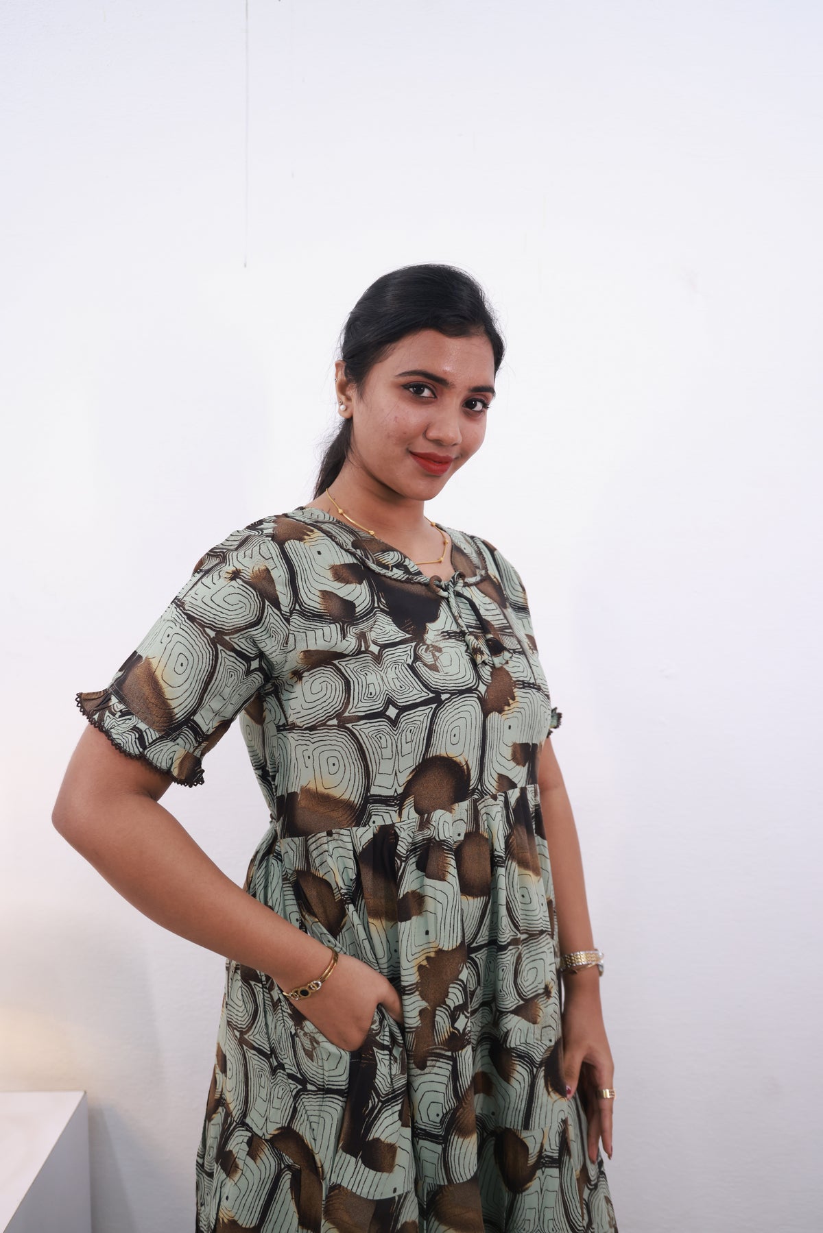 Mangai 3 Layer Frock Model Nighties Soft and Smooth Premium Quality Rayon Material , Fancy Frilled Sleeve Side Pocket , Back tie Rope Stylish Collection's for Trendy Women's (MRK)