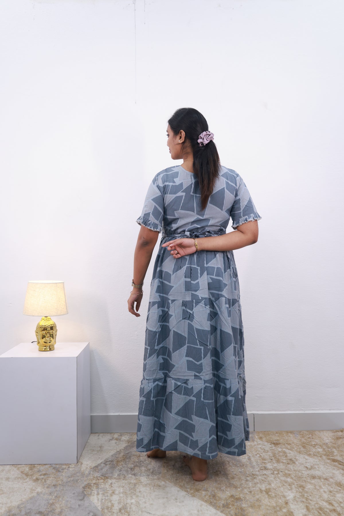 Mangai 3 Layer Frock Model Nighties Soft and Smooth Premium Quality Rayon Material , Fancy Frilled Sleeve Side Pocket , Back tie Rope Stylish Collection's for Trendy Women's (MRK)