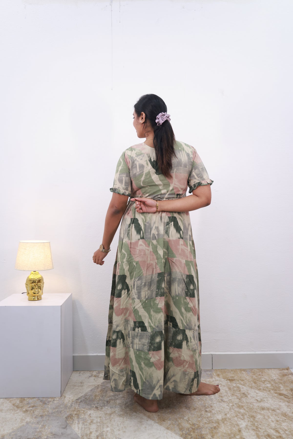 Mangai 3 Layer Frock Model Nighties Soft and smooth Premium Quality Rayon Material , Fancy Frilled Sleeve Side Pocket , Back tie Rope Stylish Collection's for Trendy Women's (MRK)