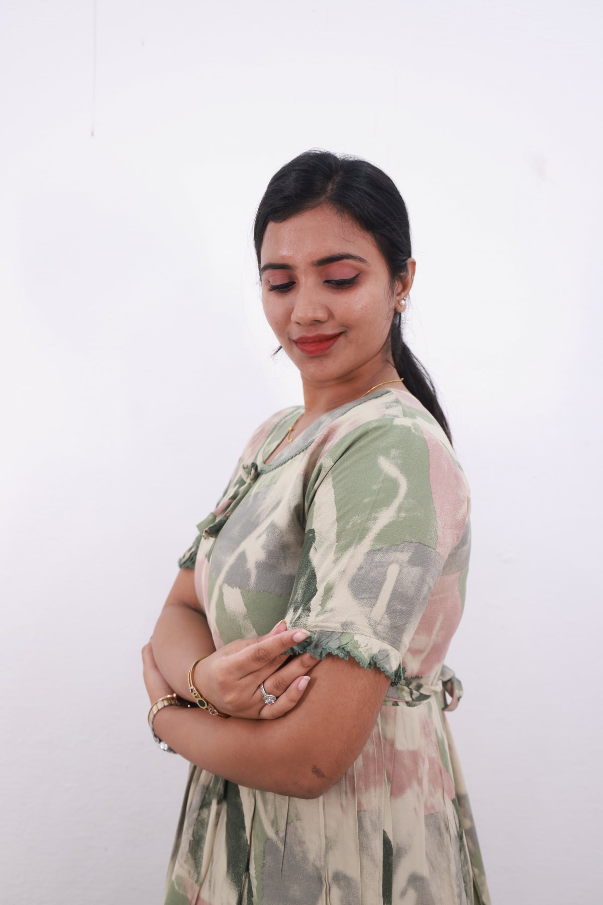 Mangai 3 Layer Frock Model Nighties Soft and smooth Premium Quality Rayon Material , Fancy Frilled Sleeve Side Pocket , Back tie Rope Stylish Collection's for Trendy Women's (MRK)