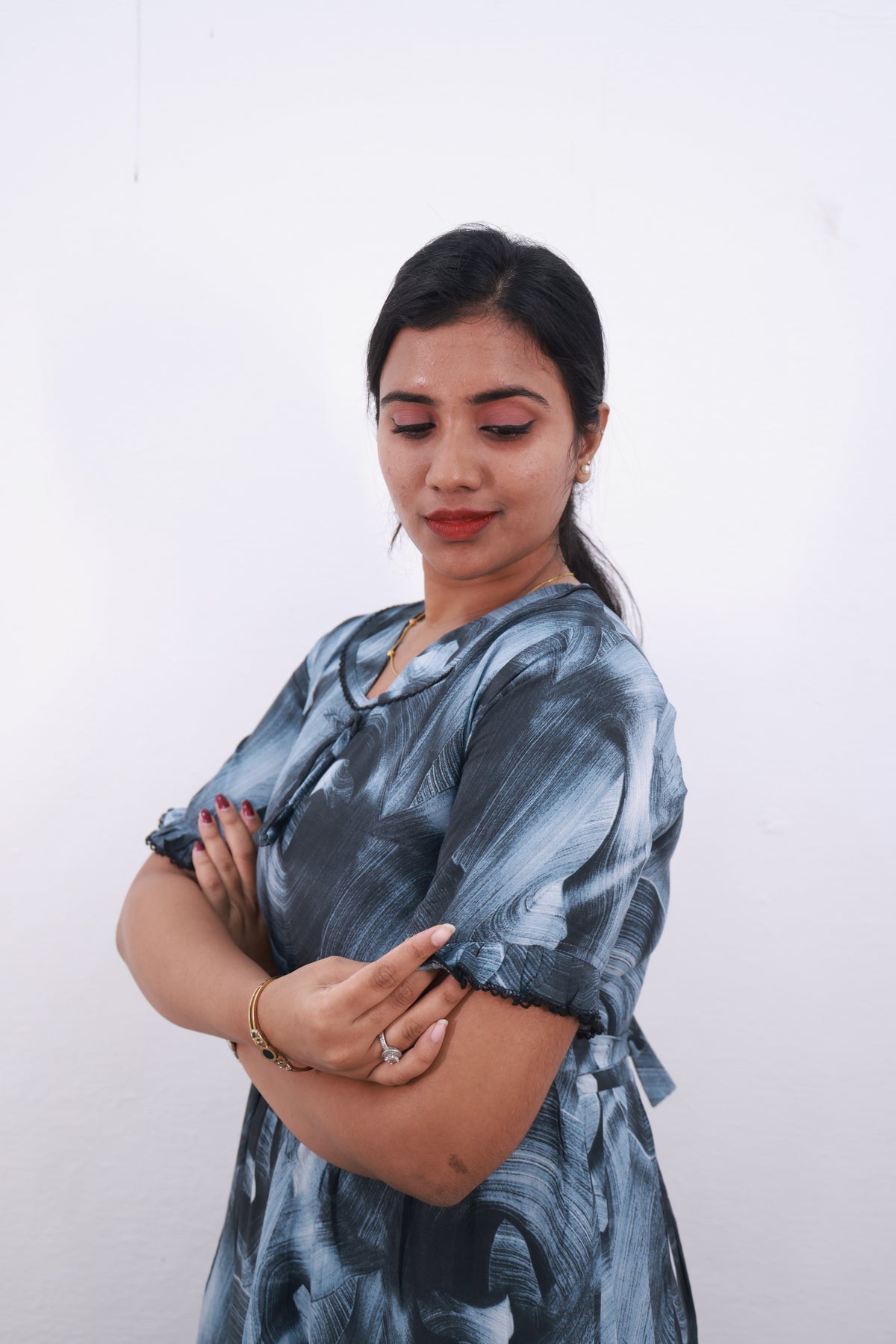 Mangai 3 Layer Frock Model Nighties Soft and Smooth Premium Quality Rayon Material , Fancy Frilled Sleeve Side Pocket , Back tie Rope Stylish Collection's for Trendy Women's (MRK)