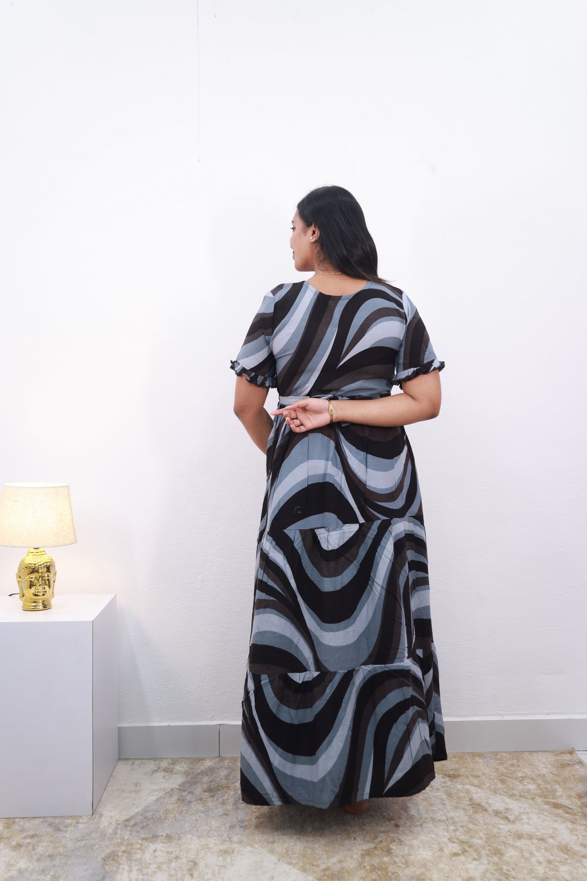 Mangai 3 Layer Frock Model Nighties Soft and Smooth Premium Quality Rayon Material , Fancy Frilled Sleeve Side Pocket , Back tie Rope Stylish Collection's for Trendy Women's (MRK)