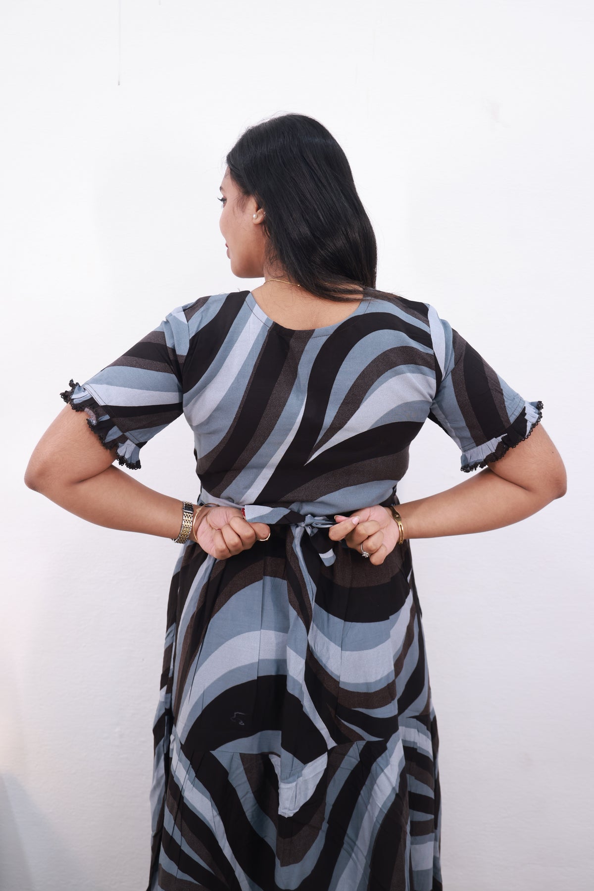 Mangai 3 Layer Frock Model Nighties Soft and Smooth Premium Quality Rayon Material , Fancy Frilled Sleeve Side Pocket , Back tie Rope Stylish Collection's for Trendy Women's (MRK)