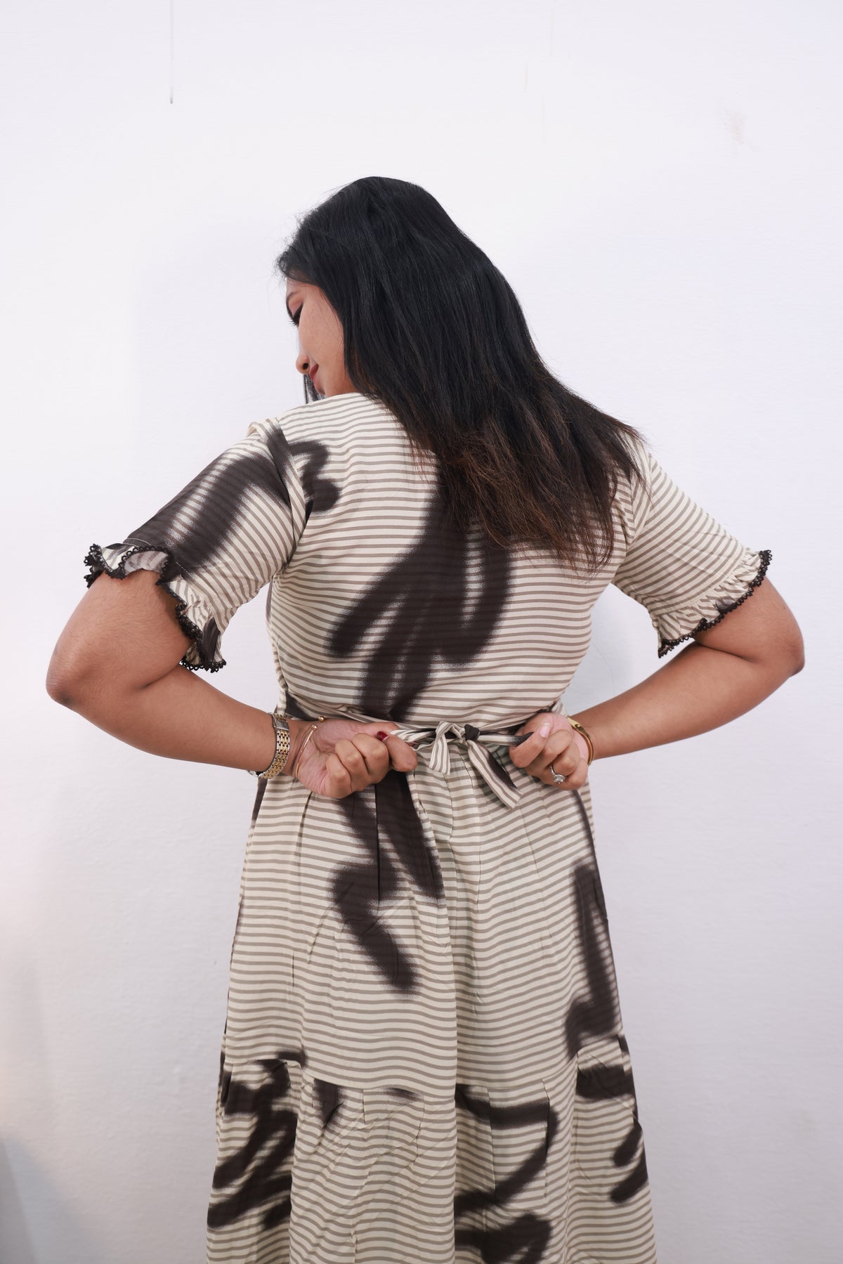 Mangai 3 Layer Reversible Design Frock Model Nighties Soft and Smooth Premium Quality Rayon Material , Fancy Frilled Sleeve, Side Pocket , Back tie Rope , Stylish Collection's for Trendy Women's (MRK)