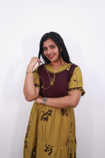 Mangai 3 Layer Reversible Design Frock Model Nighties Soft and Smooth Premium Quality Rayon Material , Fancy Frilled Sleeve, Side Pocket , Back tie Rope , Stylish Collection's for Trendy Women's (MRK)