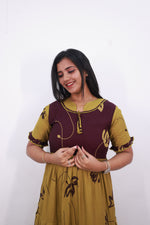 Mangai 3 Layer Reversible Design Frock Model Nighties Soft and Smooth Premium Quality Rayon Material , Fancy Frilled Sleeve, Side Pocket , Back tie Rope , Stylish Collection's for Trendy Women's (MRK)