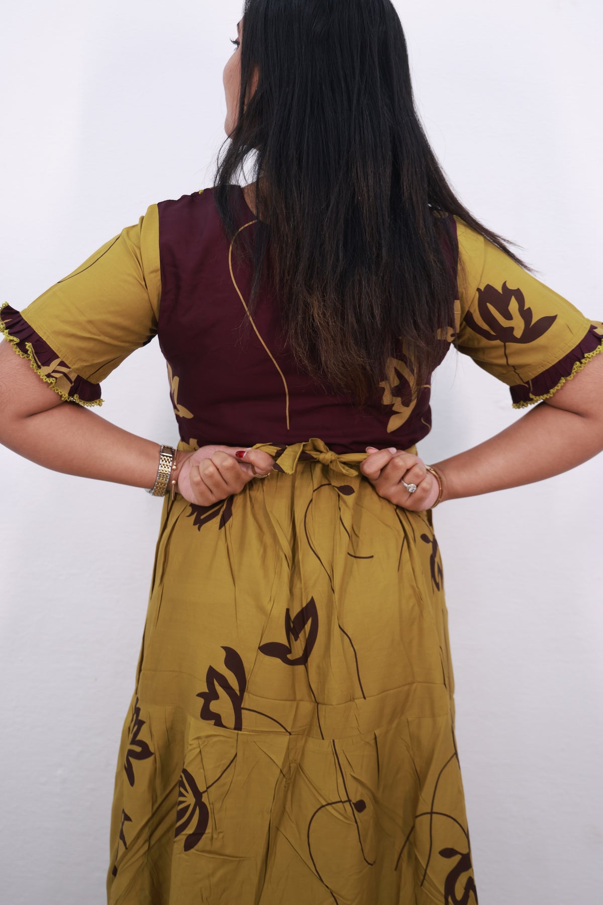 Mangai 3 Layer Reversible Design Frock Model Nighties Soft and Smooth Premium Quality Rayon Material , Fancy Frilled Sleeve, Side Pocket , Back tie Rope , Stylish Collection's for Trendy Women's (MRK)