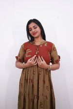 Mangai 3 Layer Reversible Frock Model Nighties Soft and Smooth Premium Quality Rayon Material , Fancy Frilled Sleeve, Side Pocket , Back tie Rope , Stylish Collection's for Trendy Women's (MRK)