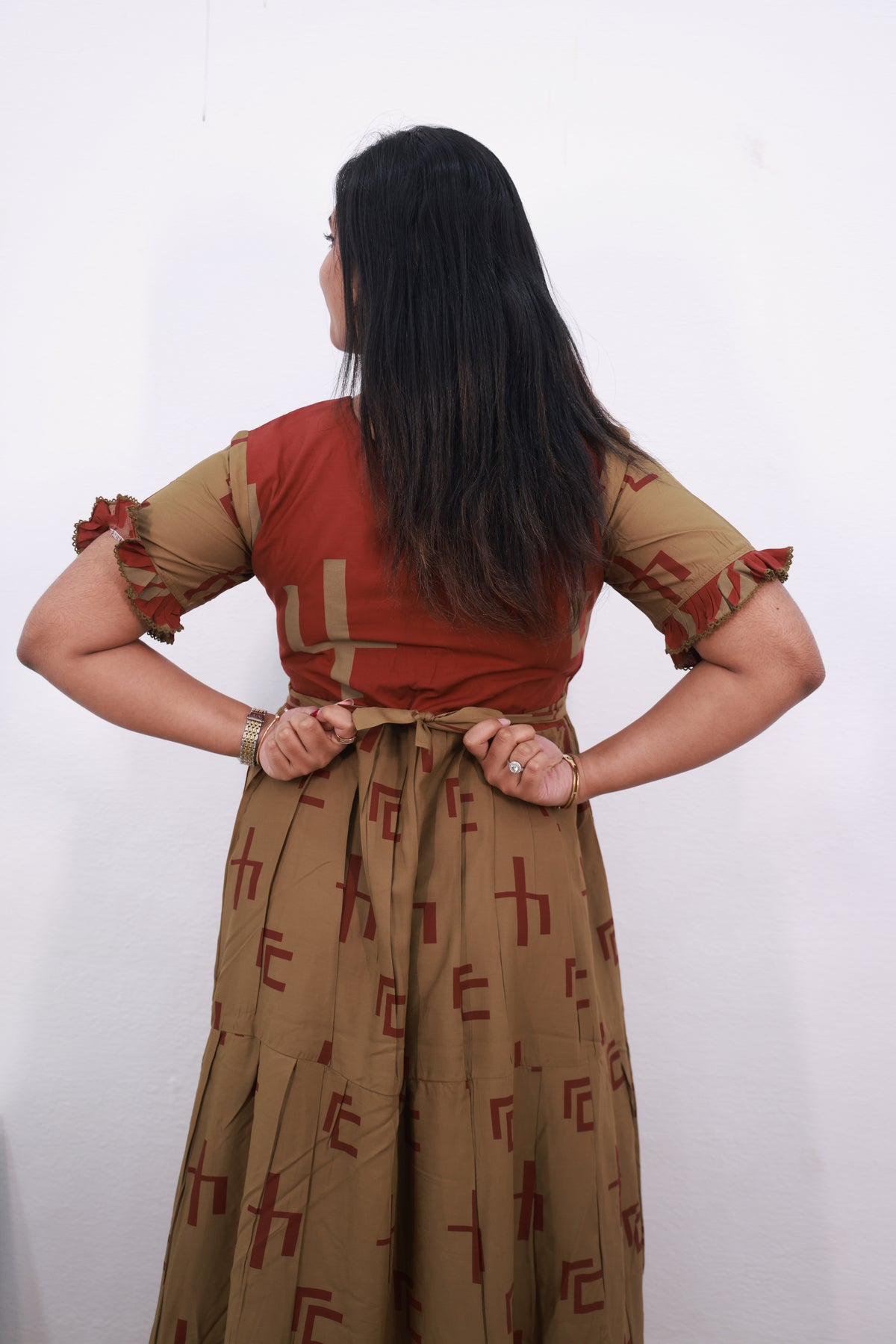 Mangai 3 Layer Reversible Frock Model Nighties Soft and Smooth Premium Quality Rayon Material , Fancy Frilled Sleeve, Side Pocket , Back tie Rope , Stylish Collection's for Trendy Women's (MRK)