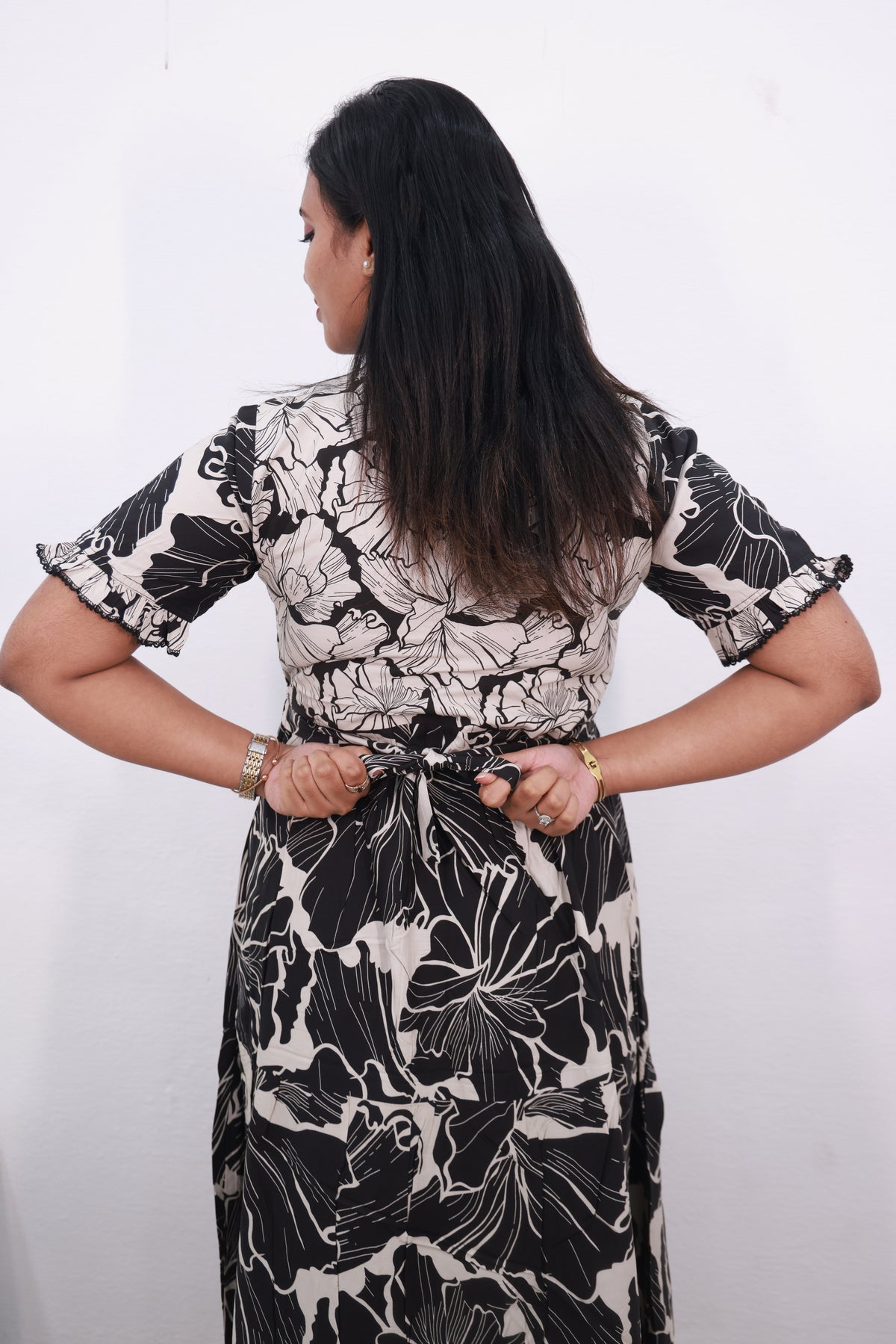 Mangai 3 Layer Reversible Design Frock Model Nighties Soft and Smooth Premium Quality Rayon Material , Fancy Frilled Sleeve, Side Pocket , Back tie Rope , Stylish Collection's for Trendy Women's (MRK)