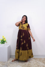 Mangai 3 Layer Reversible Design Frock Model Nighties Soft and Smooth Premium Quality Rayon Material , Fancy Frilled Sleeve, Side Pocket , Back tie Rope , Stylish Collection's for Trendy Women's (MRK)