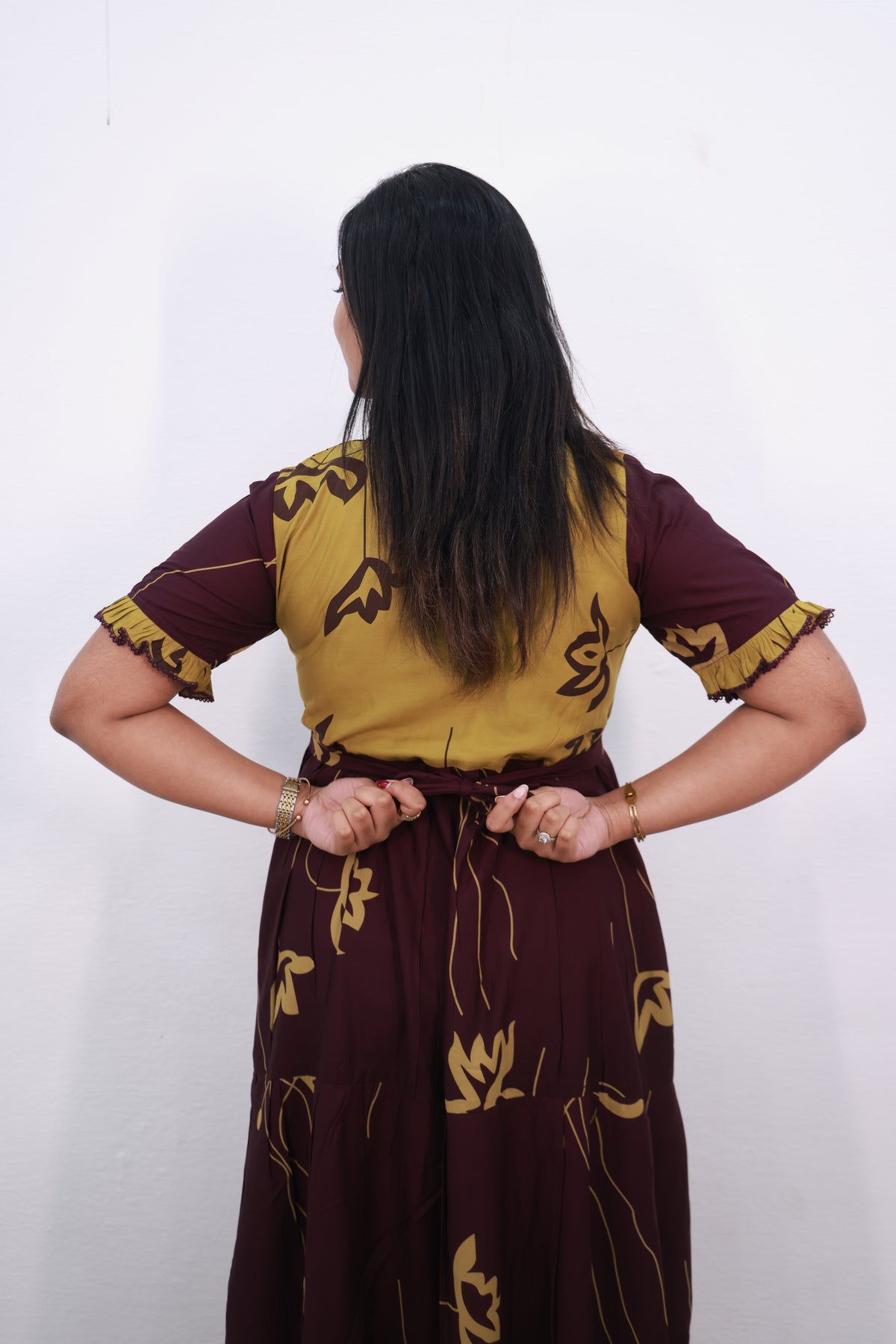 Mangai 3 Layer Reversible Design Frock Model Nighties Soft and Smooth Premium Quality Rayon Material , Fancy Frilled Sleeve, Side Pocket , Back tie Rope , Stylish Collection's for Trendy Women's (MRK)