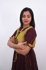 Mangai 3 Layer Reversible Design Frock Model Nighties Soft and Smooth Premium Quality Rayon Material , Fancy Frilled Sleeve, Side Pocket , Back tie Rope , Stylish Collection's for Trendy Women's (MRK)