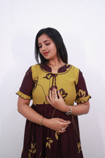 Mangai 3 Layer Reversible Design Frock Model Nighties Soft and Smooth Premium Quality Rayon Material , Fancy Frilled Sleeve, Side Pocket , Back tie Rope , Stylish Collection's for Trendy Women's (MRK)