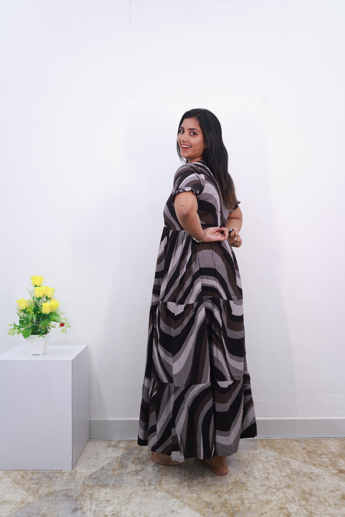 Mangai 3 Layer Frock Model Nighties Soft and Smooth Premium Quality Rayon Material , Fancy Frilled Sleeve Side Pocket , Back tie Rope Stylish Collection's for Trendy Women's (MRK)