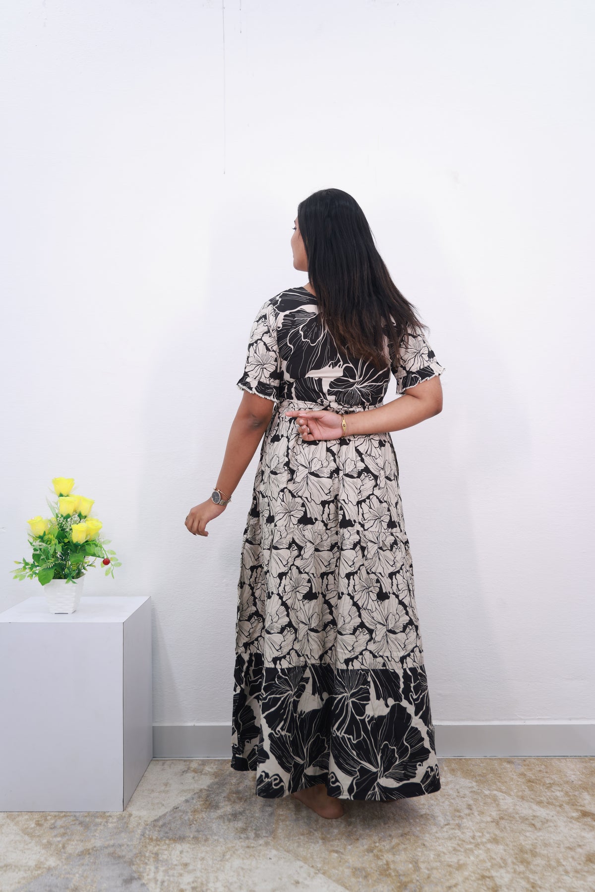 Mangai 3 Layer Reversible Design Frock Model Nighties Soft and Smooth Premium Quality Rayon Material , Fancy Frilled Sleeve, Side Pocket , Back tie Rope , Stylish Collection's for Trendy Women's (MRK)