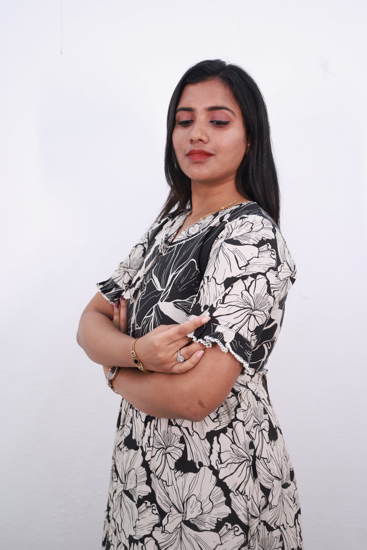 Mangai 3 Layer Reversible Design Frock Model Nighties Soft and Smooth Premium Quality Rayon Material , Fancy Frilled Sleeve, Side Pocket , Back tie Rope , Stylish Collection's for Trendy Women's (MRK)