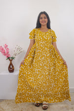 MANGAI Rayon Frock Nighties | Front Open Lengthy Zipper Comforts Feeding | Fancy Double Layered Sleeve's | Post & Pre Pregnancy's and Casual Wear | Side Pocket |Versatile Rayon Frock Night Gown's for Stylish Women's (RPW)