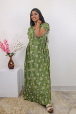 MANGAI Rayon Frock Nighties | Front Open Lengthy Zipper Comforts Feeding | Fancy Double Layered Sleeve's | Post & Pre Pregnancy's and Casual Wear | Side Pocket |Versatile Rayon Frock Night Gown's for Stylish Women's (RPW)