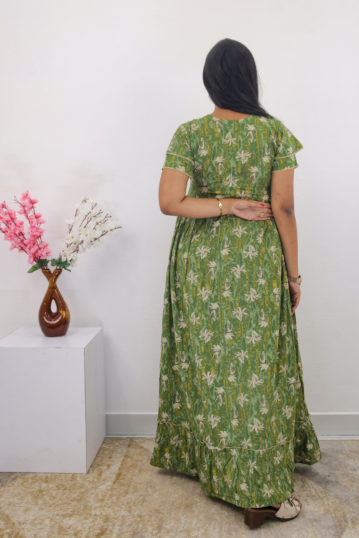 MANGAI Rayon Frock Nighties | Front Open Lengthy Zipper Comforts Feeding | Fancy Double Layered Sleeve's | Post & Pre Pregnancy's and Casual Wear | Side Pocket |Versatile Rayon Frock Night Gown's for Stylish Women's (RPW)