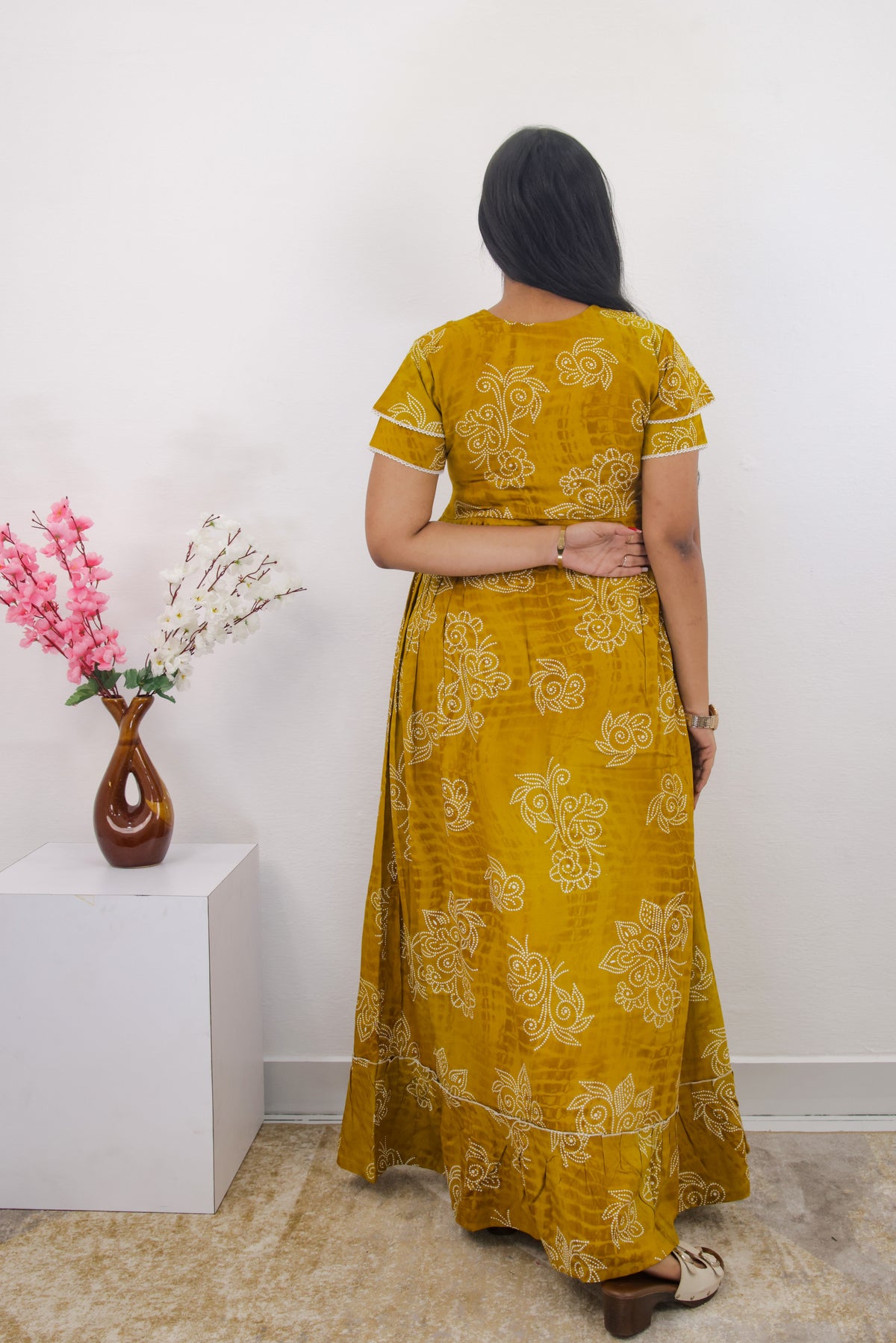 MANGAI Rayon Frock Nighties | Front Open Lengthy Zipper Comforts Feeding | Fancy Double Layered Sleeve's | Post & Pre Pregnancy's and Casual Wear | Side Pocket |Versatile Rayon Frock Night Gown's for Stylish Women's (RPW)