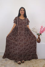 MANGAI Rayon Frock Nighties | Front Open Lengthy Zipper Comforts Feeding | Fancy Double Layered Sleeve's | Post & Pre Pregnancy's and Casual Wear | Side Pocket |Versatile Rayon Frock Night Gown's for Stylish Women's (RPW)