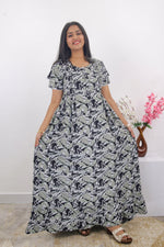 MANGAI Rayon Frock Nighties | Front Open Lengthy Zipper Comforts Feeding | Fancy Double Layered Sleeve's | Post & Pre Pregnancy's and Casual Wear | Side Pocket |Versatile Rayon Frock Night Gown's for Stylish Women's (RPW)