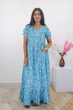 MANGAI Rayon Frock Nighties | Front Open Lengthy Zipper Comforts Feeding | Fancy Double Layered Sleeve's | Post & Pre Pregnancy's and Casual Wear | Side Pocket |Versatile Rayon Frock Night Gown's for Stylish Women's (RPW)