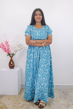 MANGAI Rayon Frock Nighties | Front Open Lengthy Zipper Comforts Feeding | Fancy Double Layered Sleeve's | Post & Pre Pregnancy's and Casual Wear | Side Pocket |Versatile Rayon Frock Night Gown's for Stylish Women's (RPW)