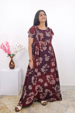 MANGAI Rayon Frock Nighties | Front Open Lengthy Zipper Comforts Feeding | Fancy Double Layered Sleeve's | Post & Pre Pregnancy's and Casual Wear | Side Pocket |Versatile Rayon Frock Night Gown's for Stylish Women's (RPW)