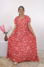 MANGAI Rayon Frock Nighties | Front Open Lengthy Zipper Comforts Feeding | Fancy Double Layered Sleeve's | Post & Pre Pregnancy's and Casual Wear | Side Pocket |Versatile Rayon Frock Night Gown's for Stylish Women's (RPW)