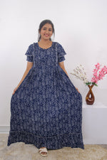 MANGAI Rayon Frock Nighties | Front Open Lengthy Zipper Comforts Feeding | Fancy Double Layered Sleeve's | Post & Pre Pregnancy's and Casual Wear | Side Pocket |Versatile Rayon Frock Night Gown's for Stylish Women's (RPW)