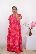 MANGAI Rayon Frock Nighties | Front Open Lengthy Zipper Comforts Feeding | Fancy Double Layered Sleeve's | Post & Pre Pregnancy's and Casual Wear | Side Pocket |Versatile Rayon Frock Night Gown's for Stylish Women's (RPW)