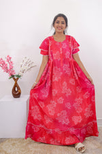 MANGAI Rayon Frock Nighties | Front Open Lengthy Zipper Comforts Feeding | Fancy Double Layered Sleeve's | Post & Pre Pregnancy's and Casual Wear | Side Pocket |Versatile Rayon Frock Night Gown's for Stylish Women's (RPW)