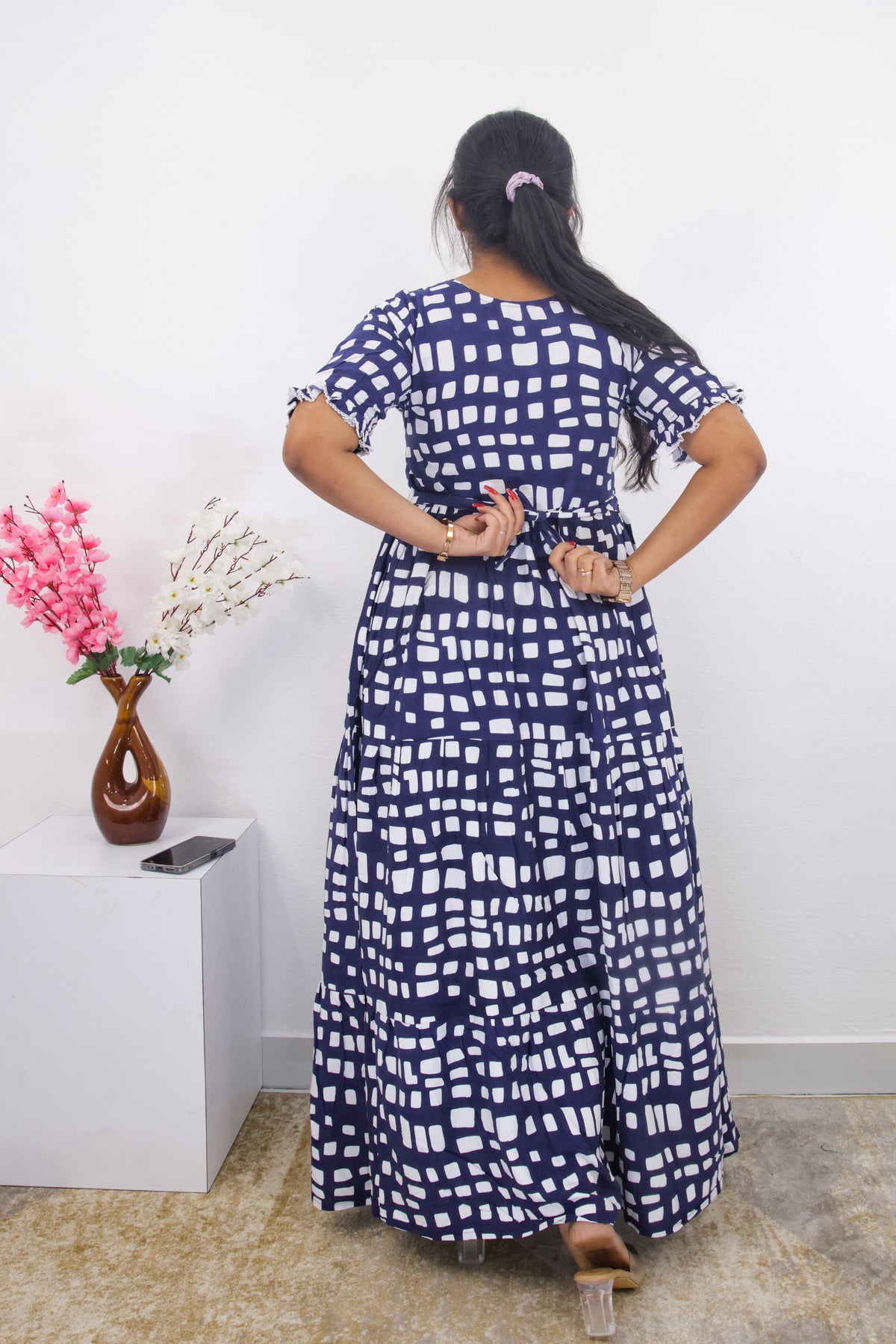 Mangai 3 Layer Frock Model Nighties Soft and Smooth Premium Quality Rayon Material , Fancy Frilled Sleeve, Side Pocket , Back tie Rope , Stylish Collection's for Trendy Women's (MRK)