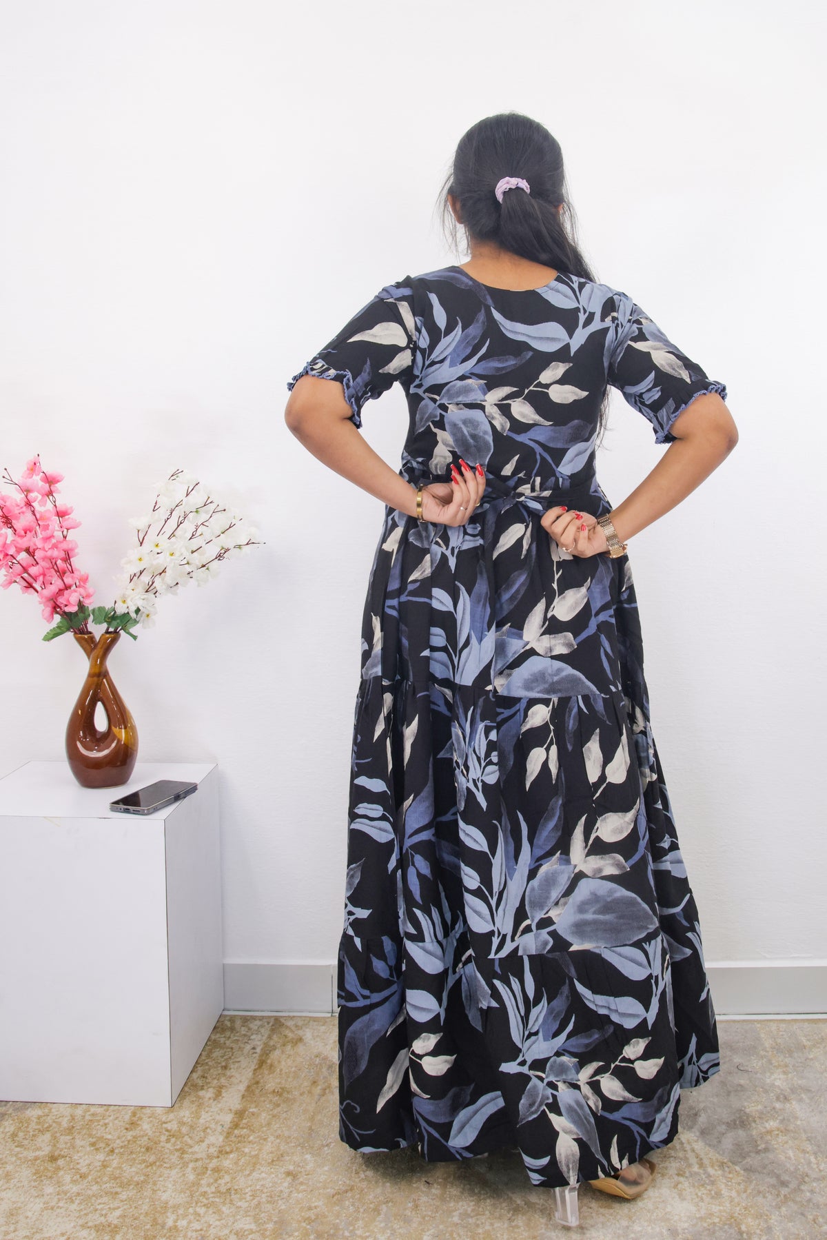 Mangai 3 Layer Frock Model Nighties Soft and Smooth Premium Quality Rayon Material , Fancy Frilled Sleeve, Side Pocket , Back tie Rope , Stylish Collection's for Trendy Women's (MRK)