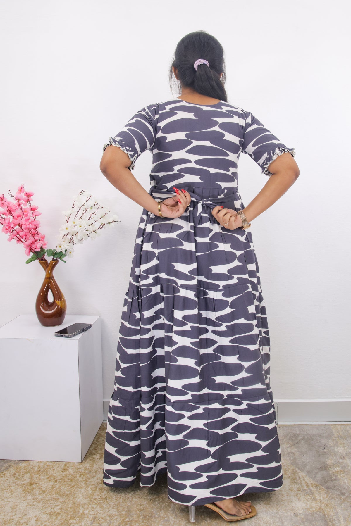 Mangai 3 Layer Frock Model Nighties Soft and Smooth Premium Quality Rayon Material , Fancy Frilled Sleeve, Side Pocket , Back tie Rope , Stylish Collection's for Trendy Women's (MRK)