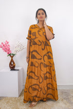 Mangai 3 Layer Frock Model Nighties Soft and Smooth Premium Quality Rayon Material , Fancy Frilled Sleeve, Side Pocket , Back tie Rope , Stylish Collection's for Trendy Women's (MRK)