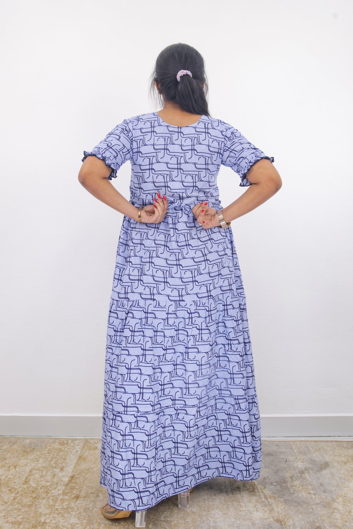 Mangai 3 Layer Frock Model Nighties Soft and Smooth Premium Quality Rayon Material , Fancy Frilled Sleeve, Side Pocket , Back tie Rope , Stylish Collection's for Trendy Women's (MRK)