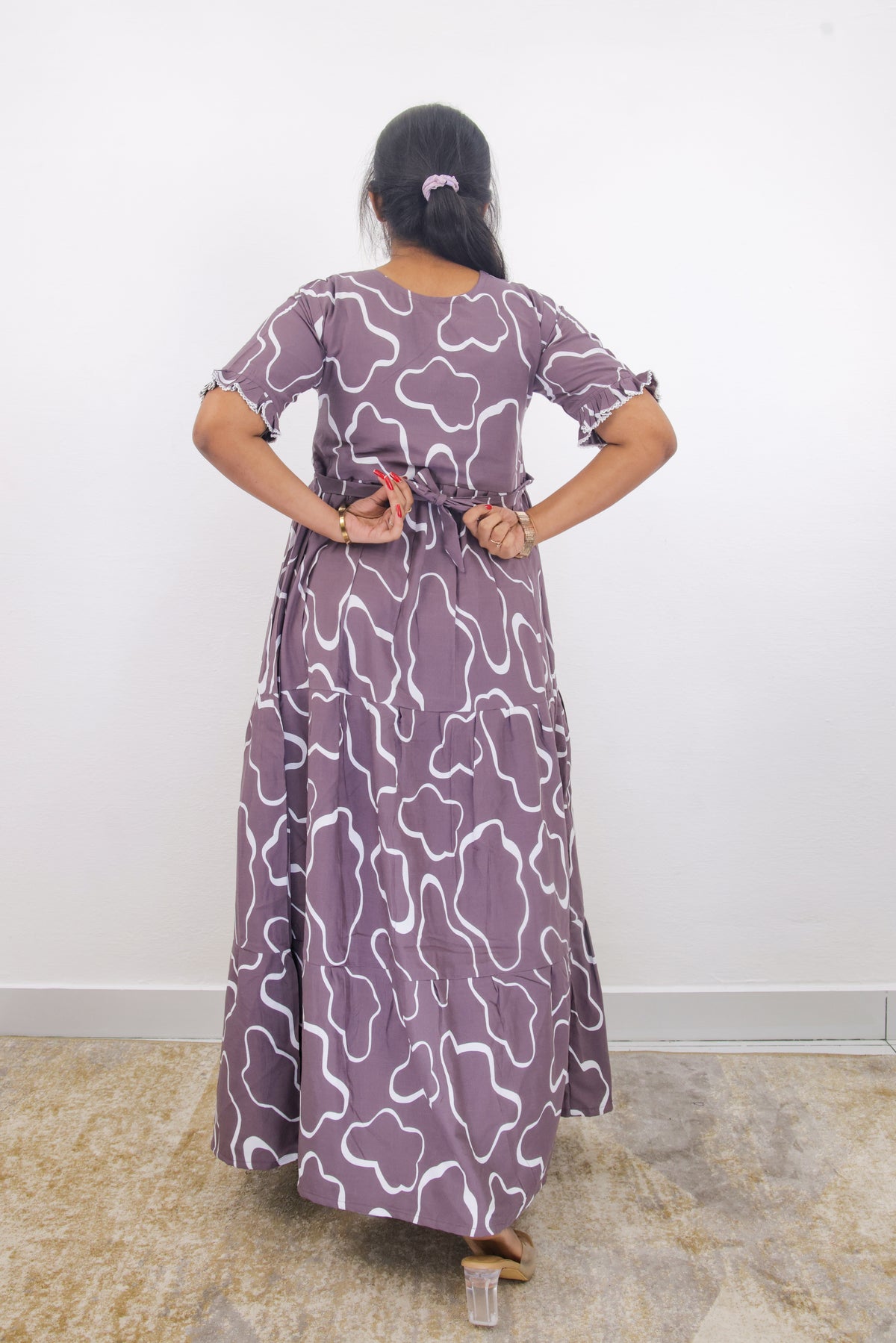 Mangai 3 Layer Frock Model Nighties Soft and Smooth Premium Quality Rayon Material , Fancy Frilled Sleeve, Side Pocket , Back tie Rope , Stylish Collection's for Trendy Women's (MRK)