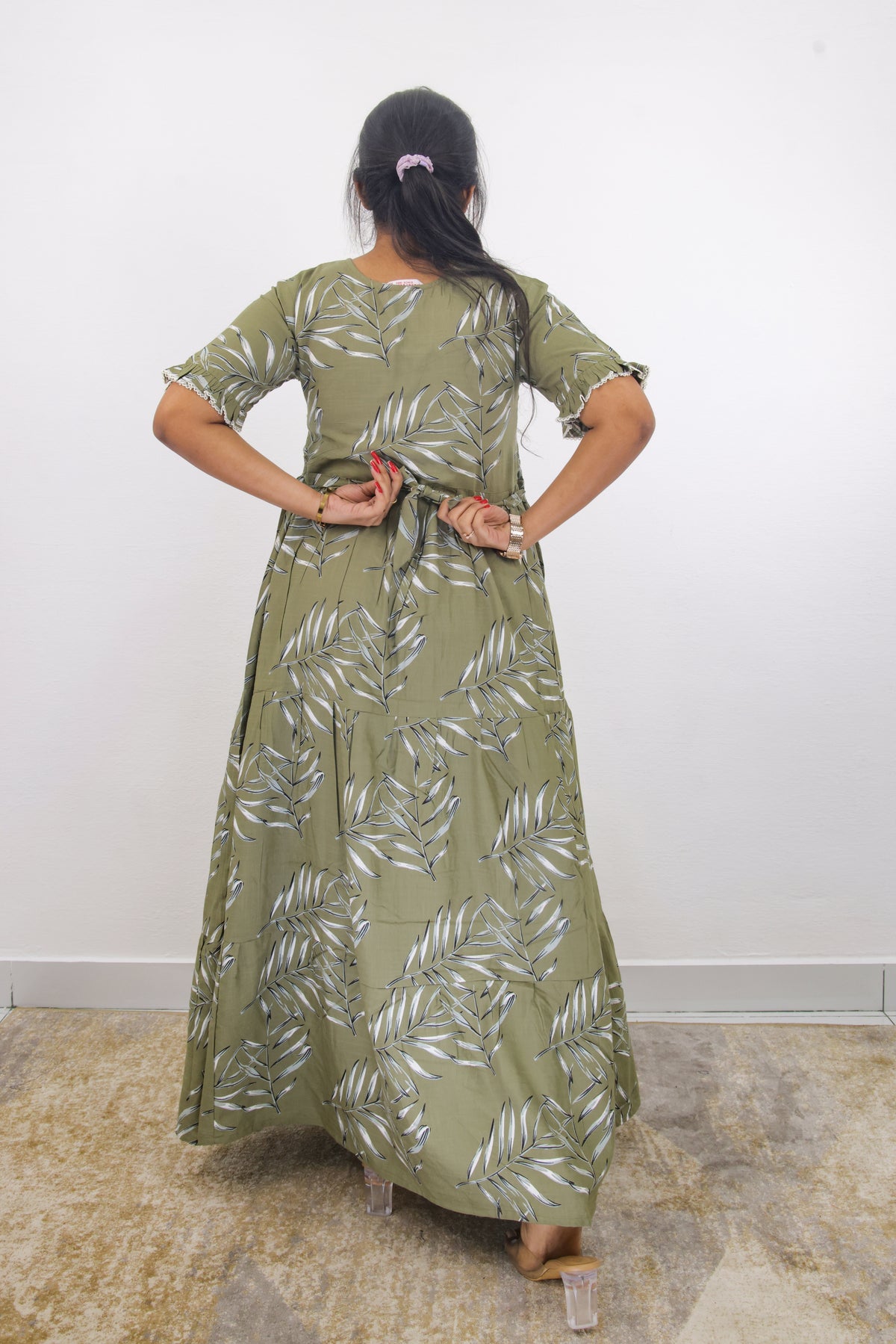 Mangai 3 Layer Frock Model Nighties Soft and Smooth Premium Quality Rayon Material , Fancy Frilled Sleeve, Side Pocket , Back tie Rope , Stylish Collection's for Trendy Women's (MRK)