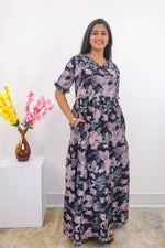 Mangai 3 Layer Frock Model Nighties Soft and Smooth Premium Quality Rayon Material , Fancy Frilled Sleeve, Side Pocket , Back tie Rope , Stylish Collection's for Trendy Women's (MRK)